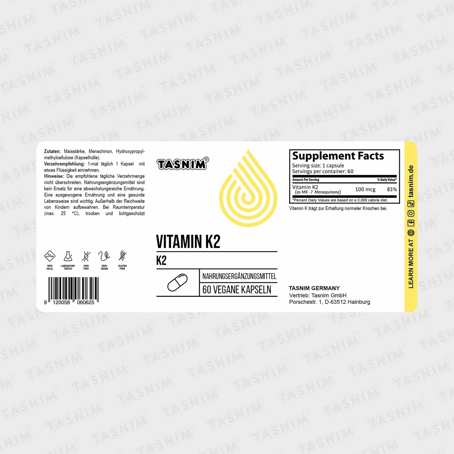 Vitamin K2 (MK‑7) – Hoch bioverfügbar & vegan 60 Kapseln