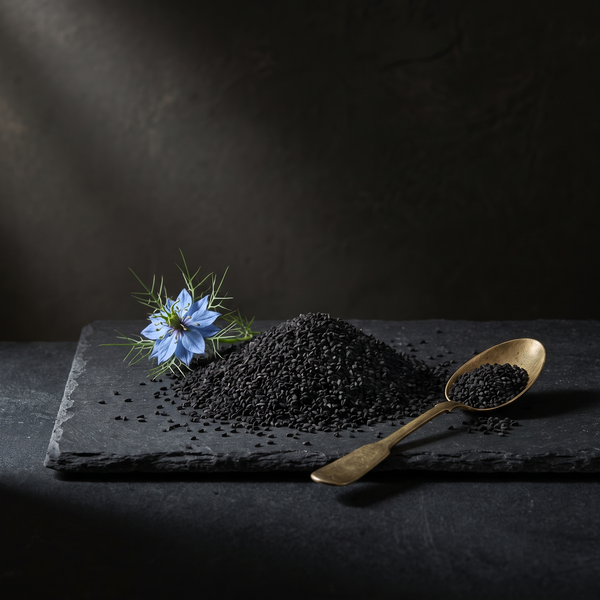 Schwarzkümmelsamen der Nigella sativa als Rohstoff für Tasnim Schwarzkümmelöl