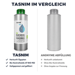 Tasnim im Vergleich: Herkunft Ägypten, Bio-Kontrollstelle AT-BIO-902, kaltgepresst und gefiltert gegenüber einer anonymen Abfüllung ohne Angaben