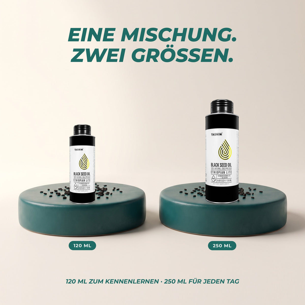Eine Mischung, zwei Größen: 120 ml und 250 ml mit identischem Öl