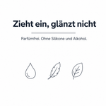 Zieht ein, glänzt nicht - parfümfrei, ohne Silikone und Alkohol