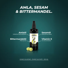 Amla, Sesam und Bittermandel: Haarbalsam aus Amlaöl der indischen Stachelbeere, Sesamöl, Bittermandelöl und Vitamin E – ohne Silikone und Sulfate, 100 ml