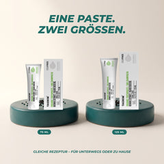 Eine Paste, zwei Größen: 75 ml und 125 ml mit gleicher Rezeptur