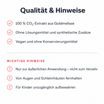 Qualität und wichtige Hinweise zum Monardaöl: 100 % CO₂-Extrakt, vegan, nur zur äußerlichen Anwendung