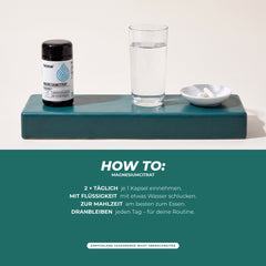 How to: 2 × täglich 1 Kapsel mit etwas Wasser, am besten zum Essen