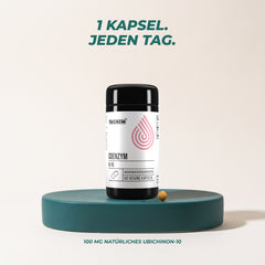 1 Kapsel jeden Tag: 100 mg natürliches Ubichinon-10