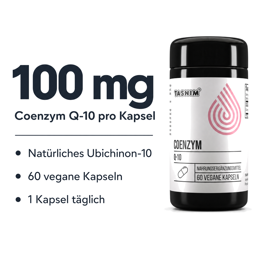 100 mg Coenzym Q-10 pro Kapsel, natürliches Ubichinon-10, 60 vegane Kapseln, 1 Kapsel täglich