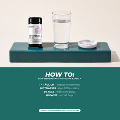 How to: täglich 1 Kapsel mit etwa 200 ml Wasser, eine Dose reicht 60 Tage – enthält Soja