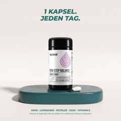 1 Kapsel jeden Tag: Yams, Leinsamen, Rotklee, Soja und Vitamin E – Vitamin E trägt dazu bei, die Zellen vor oxidativem Stress zu schützen