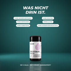 Was nicht drin ist: ohne Magnesiumstearat, Gelatine, Gentechnik, Gluten, Farbstoffe und Konservierungsstoffe