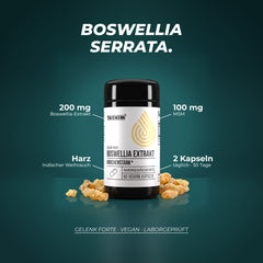Boswellia serrata: 200 mg Extrakt aus dem Harz des Indischen Weihrauchs und 100 mg MSM pro Tagesportion aus 2 Kapseln, eine Dose reicht 30 Tage
