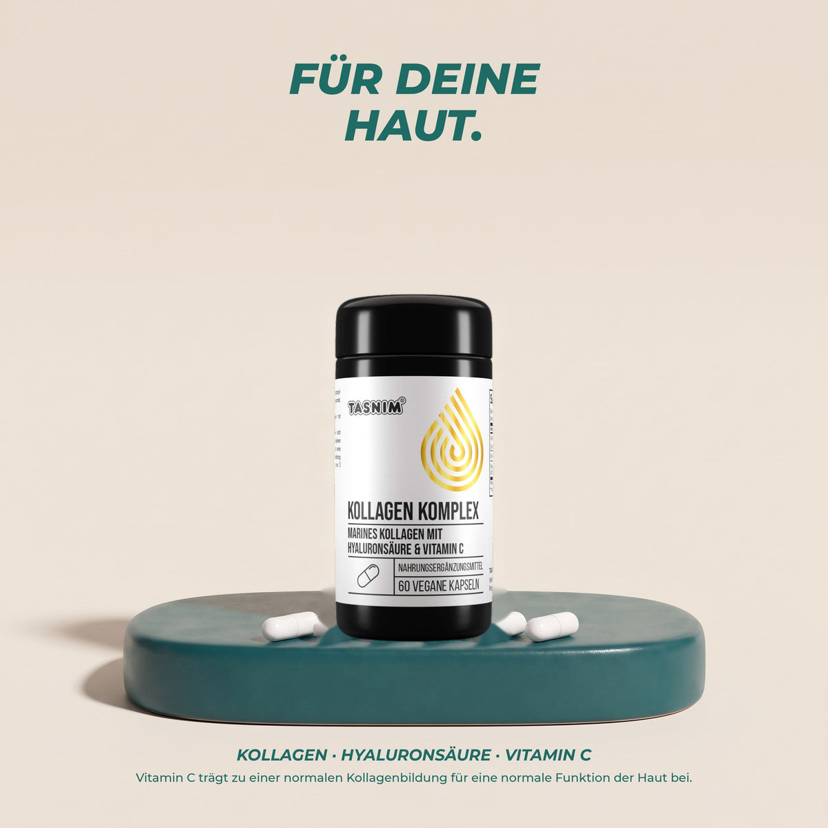 Für deine Haut: Vitamin C trägt zu einer normalen Kollagenbildung für eine normale Funktion der Haut bei