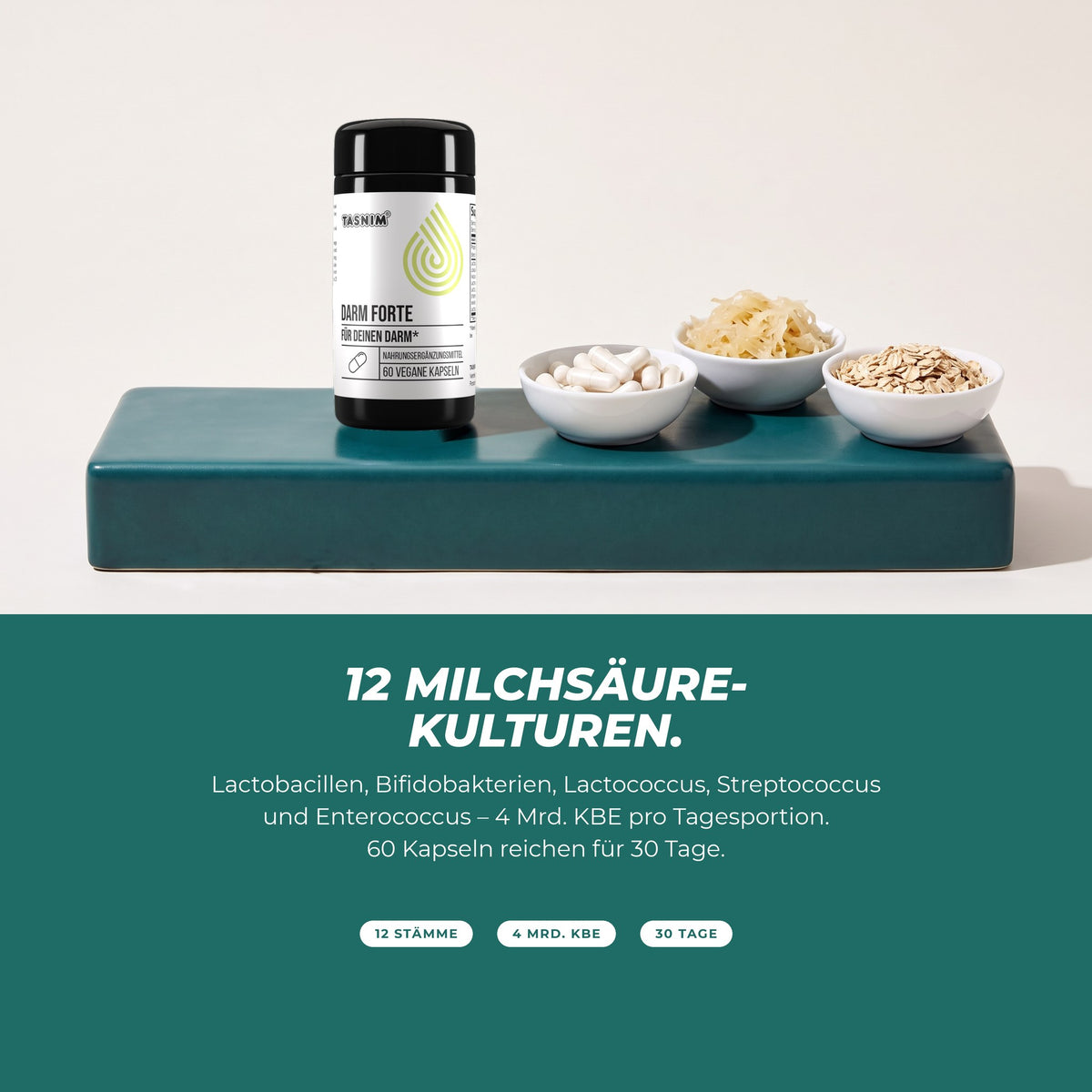 12 Milchsäurekulturen: Dose mit Kapseln – Lactobacillen, Bifidobakterien und weitere Stämme, 4 Milliarden KBE pro Tagesportion