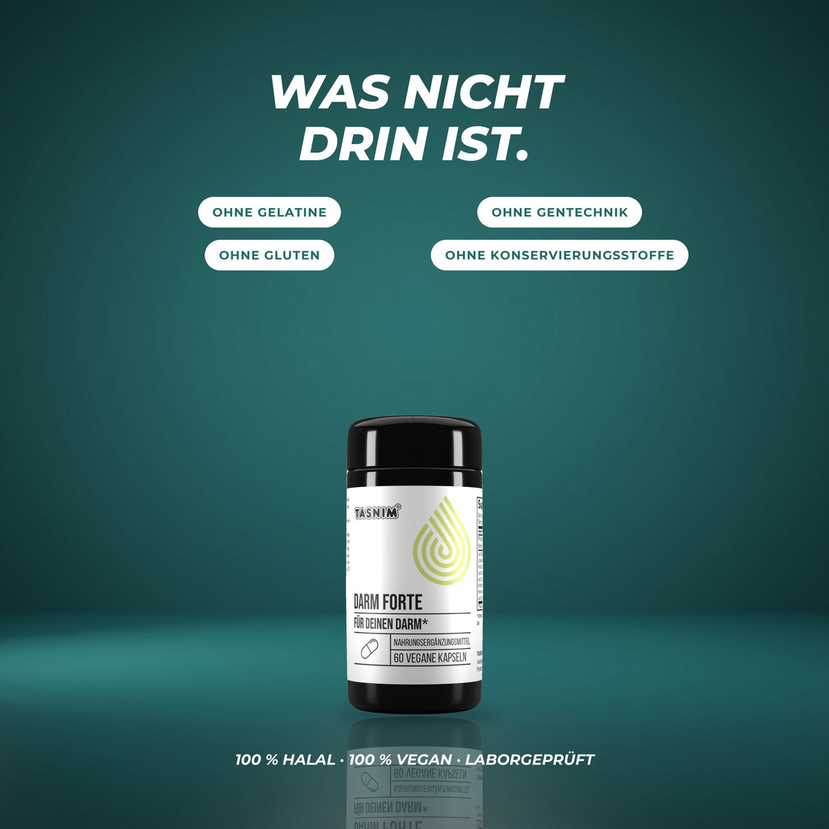 Was nicht drin ist: ohne Gelatine, Gentechnik, Gluten und Konservierungsstoffe