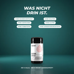 Was nicht drin ist: ohne Magnesiumstearat, Gelatine, Gentechnik, Gluten, Farbstoffe und Konservierungsstoffe