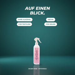 Auf einen Blick: ohne Alkohol, 400 ml, für Textilien und Räume – Gelbe Rose · Patchouli