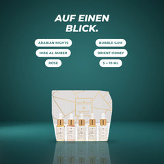 Auf einen Blick: Arabian Nights, Bubble Gum, Misk Al Amber, Orient Honey, Rose – 5 × 10 ml