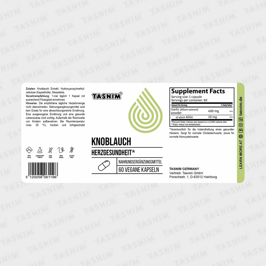 Knoblauch 400 mg – Herzgesundheit - 60 Kapseln