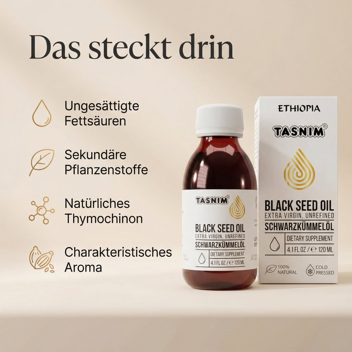 Äthiopisches Schwarzkümmelöl – kaltgepresst & ungefiltert