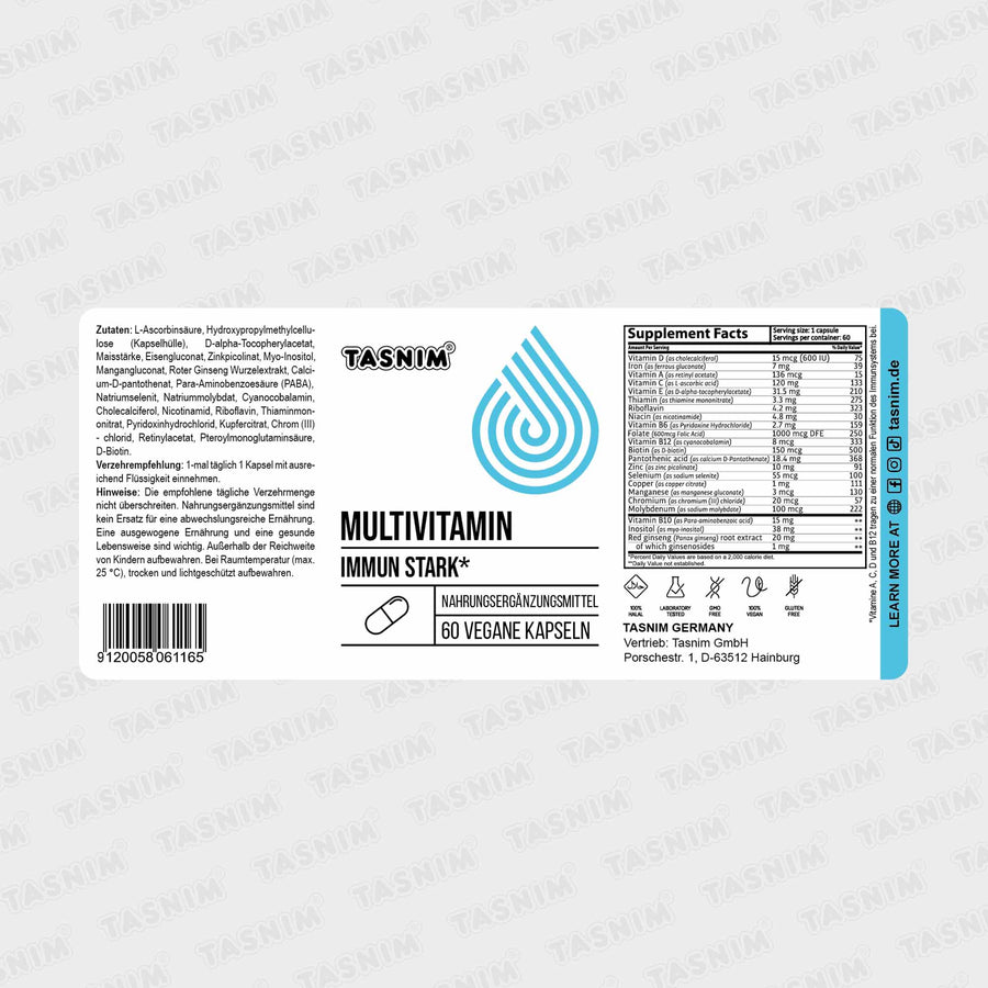 Multivitamin mit Immunformel – 60 vegane Kapseln
