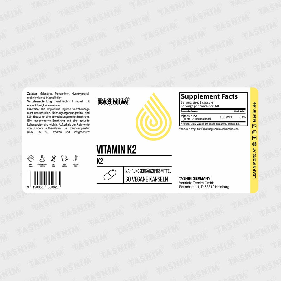 Vitamin K2 (MK‑7) – Hoch bioverfügbar & vegan 60 Kapseln